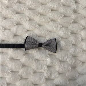Classic Black and White Striped Bow Tie